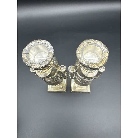 Silver Plate Nutcracker Soldier Candle Holder Set Mantle Holiday Christmas Decor - Picture 4 of 16